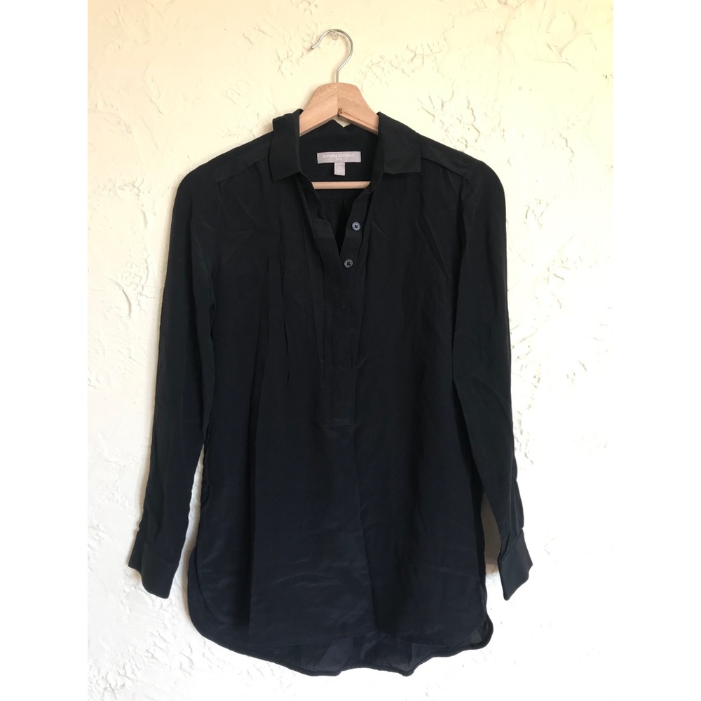Petite XS 100% silk Banana Republic popover blouse